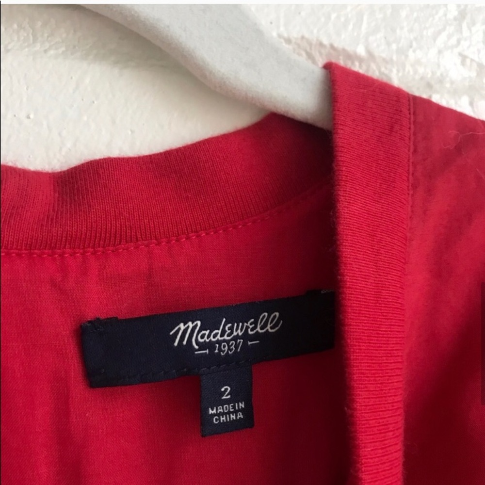 Madewell Red Midi Dress with Pockets - Picture 4 of 5
